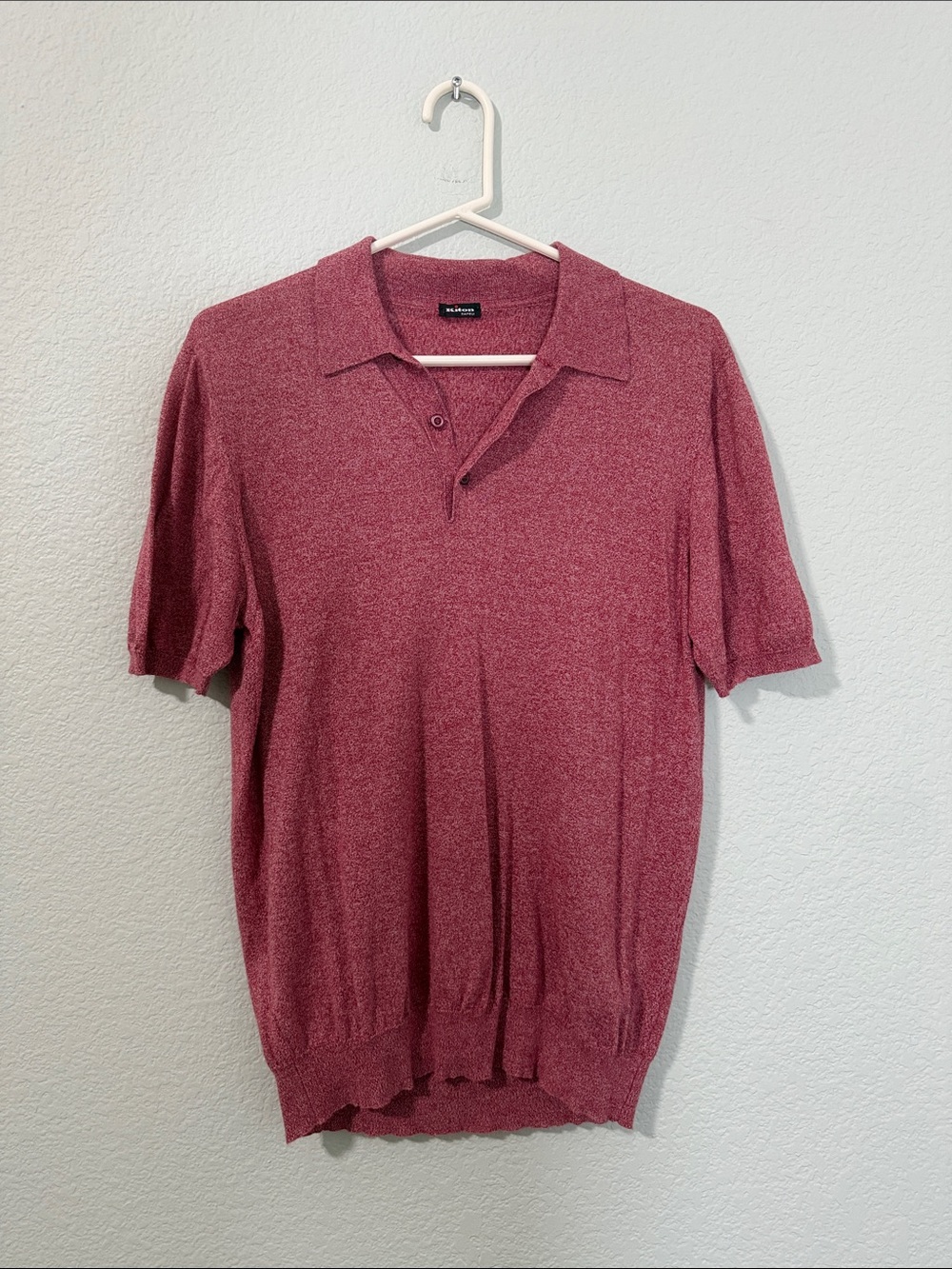 Kiton Men's Short-Sleeve Polo Shirt in red Heather size Medium